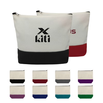 Two-Tone Canvas Small Travel Cosmetic Bag 8.7"x5.1"x2"